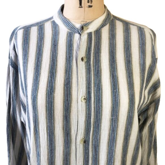 Vintage Jordache minimalist 100% cotton striped button up shirt - Picture 3 of 16